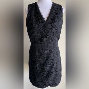 ALICE + OLIVIA SLEEVELESS V NECK BLACK LACE MINI DRESS, SZ XL